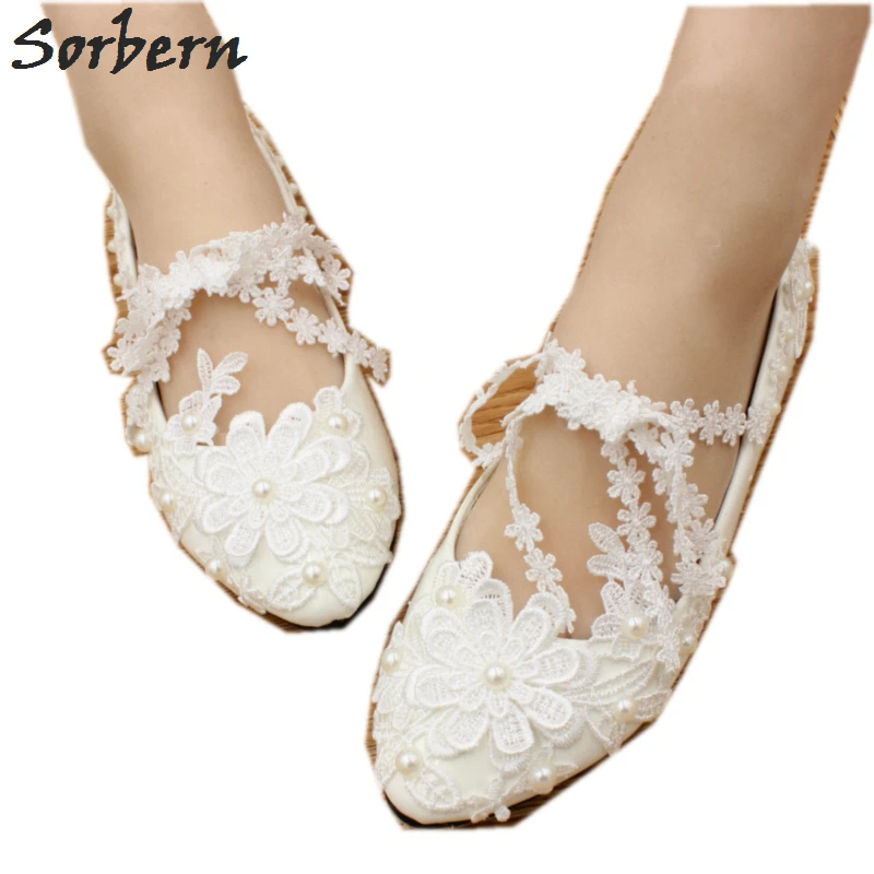 Sorbern Handmade Flat Wedding Party Shoes White Lace Bridesmaid Shoes Flat Heels Ladies Shoes Size 40 Bridal Heels 2018
Sorbern Handmade Flat Wedding Party Shoes White Lace Bridesmaid Shoes Flat Heels Ladies Shoes Size 40 Bridal Heels 2018