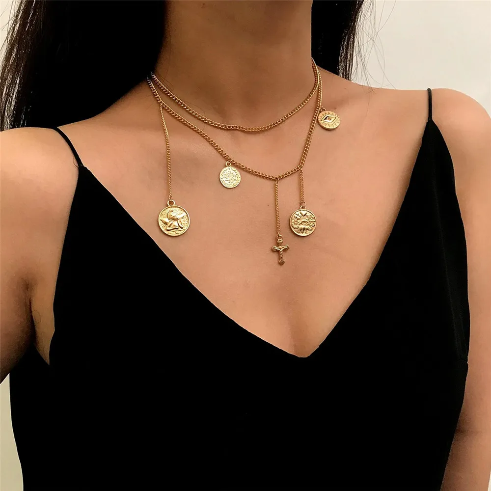 KOMi New Fashion Round Coin Cross Pendant Necklace For Women Elegant Double Chain Irregular Tassel Choker Jewelry Gift I-324
KOMi New Fashion Round Coin Cross Pendant Necklace For Women Elegant Double Chain Irregular Tassel Choker Jewelry Gift I-324