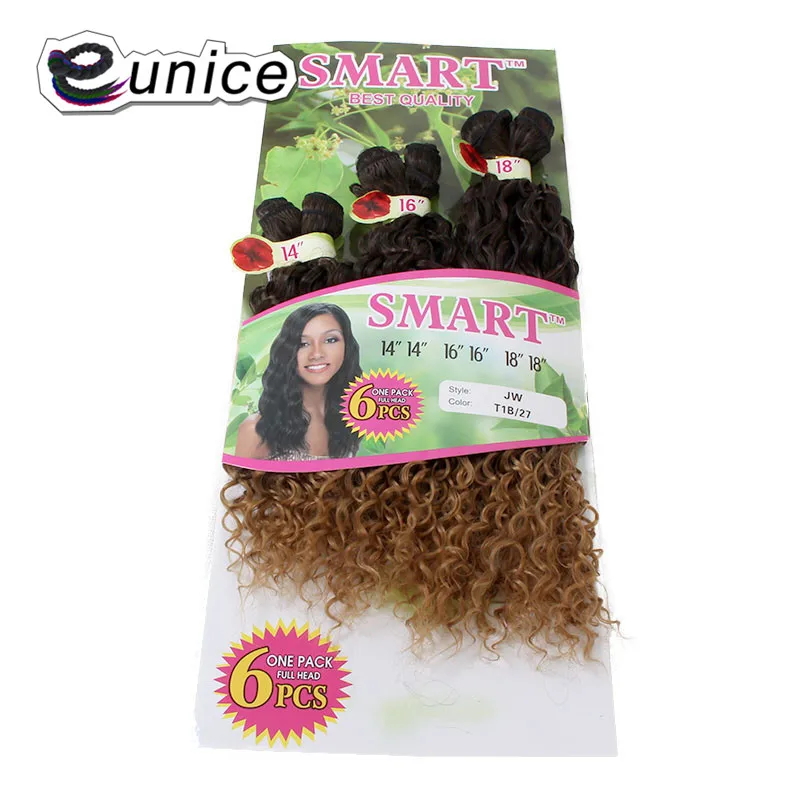 Eunice Synthetic Hair 2 Tone Ombre Kinky Curly Weave Bundles Hair Extensions 14 18 Inches Sew In Weaving Wefts Free Shipping