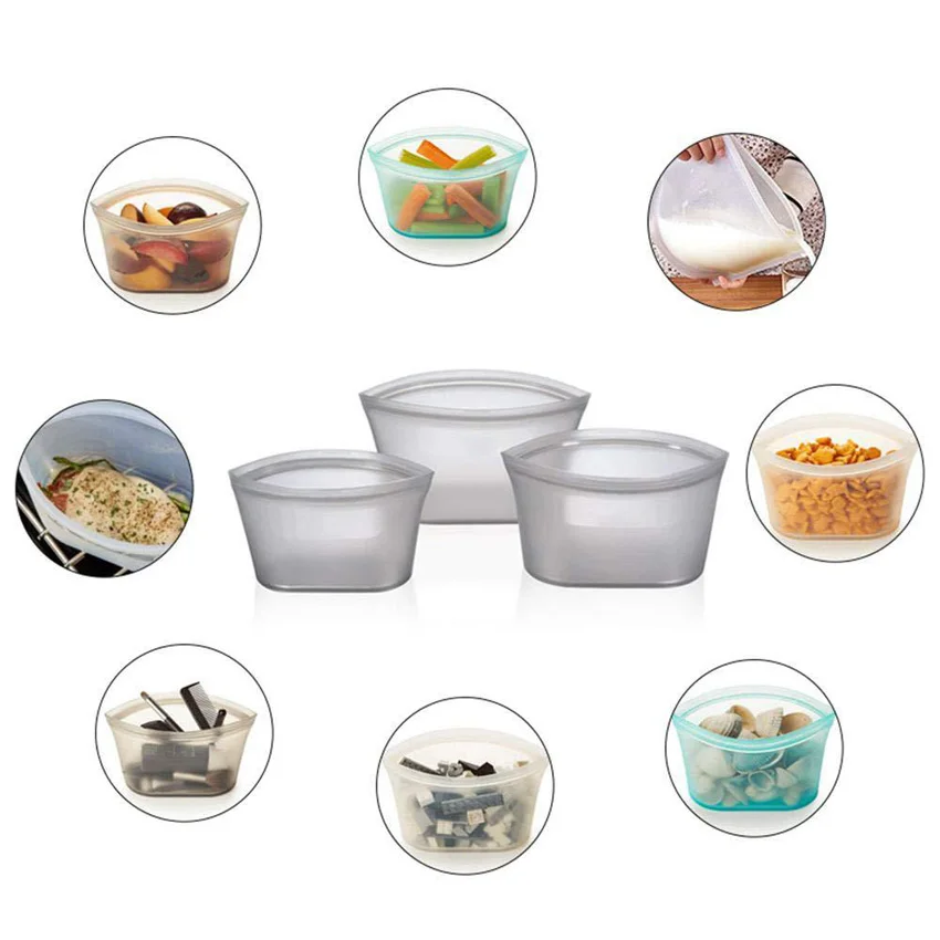 3Pcs Silicone Food Storage Containers Zip Top Leakproof Fresh Bowl Reusable Stand Up Zips Shut Bag Fruit Vegetable Sealed Cup B4
3Pcs Silicone Food Storage Containers Zip Top Leakproof Fresh Bowl Reusable Stand Up Zips Shut Bag Fruit Vegetable Sealed Cup B4