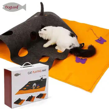Cat Playing Mat Cat Tunnel Hide-and-Seek Pad Cat Multi-Functional Training Scratching Mat Cat Playing Blanket Puzzle Tunnel Toy