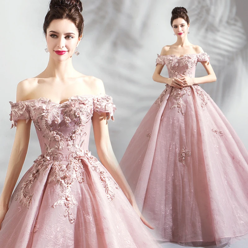 Prom Dresses 2019 Vestido Social Pink Lace Floral Off Shoulder Ball Gown Evening Gowns A-line Vestidos Longos De Formatura
Prom Dresses 2019 Vestido Social Pink Lace Floral Off Shoulder Ball Gown Evening Gowns A-line Vestidos Longos De Formatura