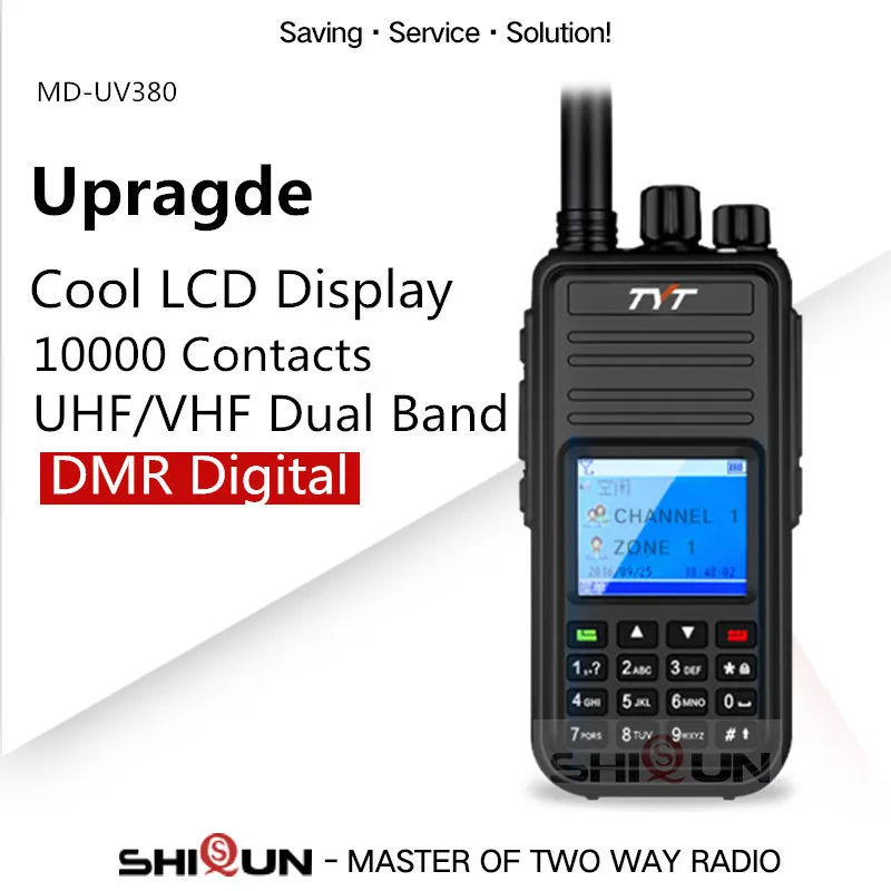 Hot TYT MD-UV380 DMR Walkie Talkie GPS Dual Band UHF VHF Tier1/2 Digital 5W md380 MD-390 DM-5R DM-8HX MD-380 baofeng DMR MD-380
Hot TYT MD-UV380 DMR Walkie Talkie GPS Dual Band UHF VHF Tier1/2 Digital 5W md380 MD-390 DM-5R DM-8HX MD-380 baofeng DMR MD-380
