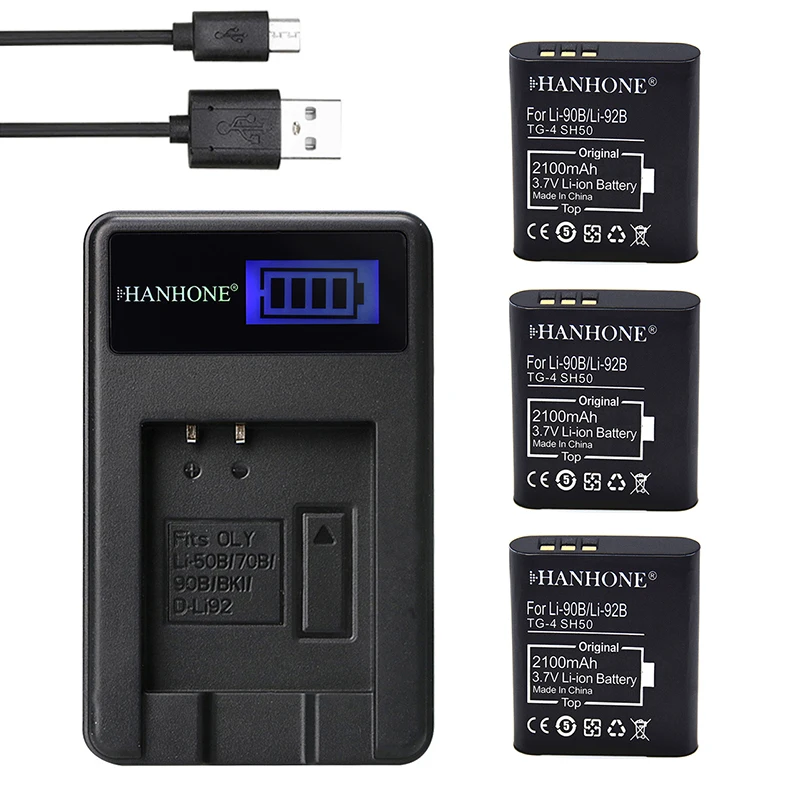 3pcs+charger 2100mAh LI-92B LI-90B Camera Battery+LCD USB Charger For Olympus Tough TG-1 iHS TG-2 iHS TG-3 TG-4 iHS SH60 SH50
3pcs+charger 2100mAh LI-92B LI-90B Camera Battery+LCD USB Charger For Olympus Tough TG-1 iHS TG-2 iHS TG-3 TG-4 iHS SH60 SH50