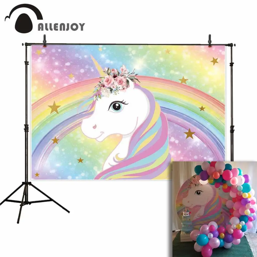 Allenjoy photographic background colorful sky unicorn garland rainbow golden stars baby child birthday party backdrop photocall 
Allenjoy photographic background colorful sky unicorn garland rainbow golden stars baby child birthday party backdrop photocall