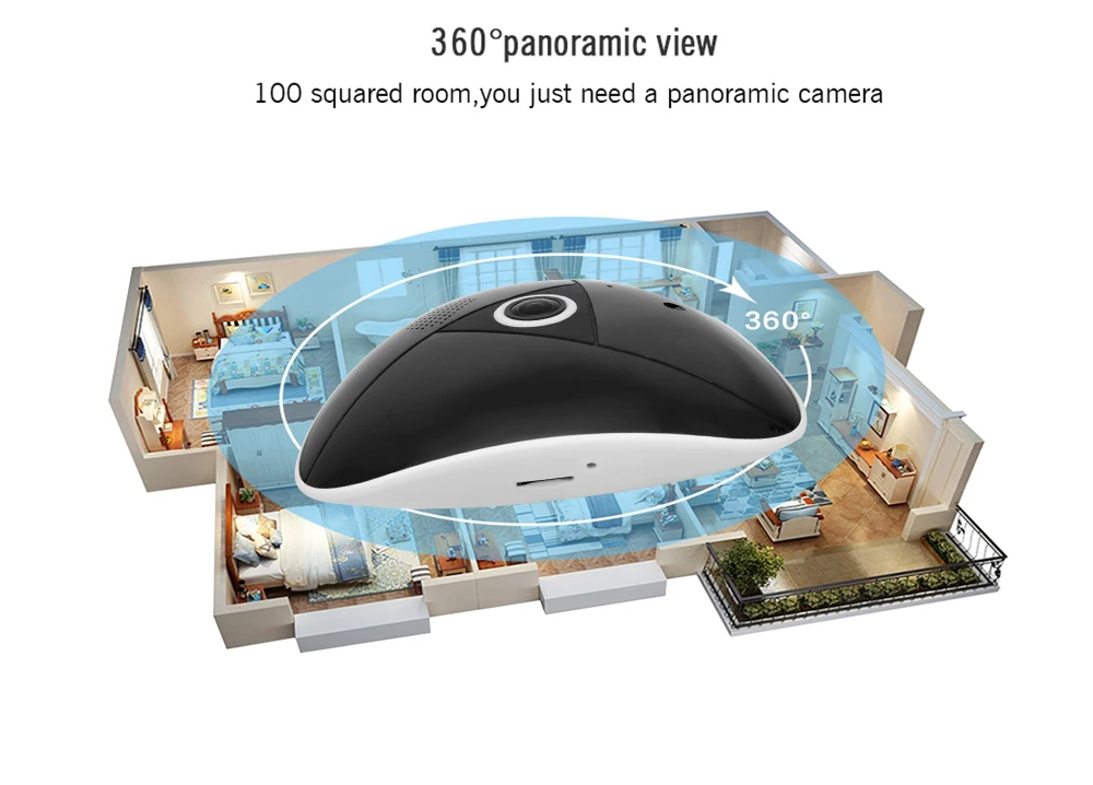 Wistino HD 3MP CCTV Wifi IP Camera 360 Degree Smart Home Mini Panoramic VR Camera Wireless Surveillance Security Camera Fisheye (8)
