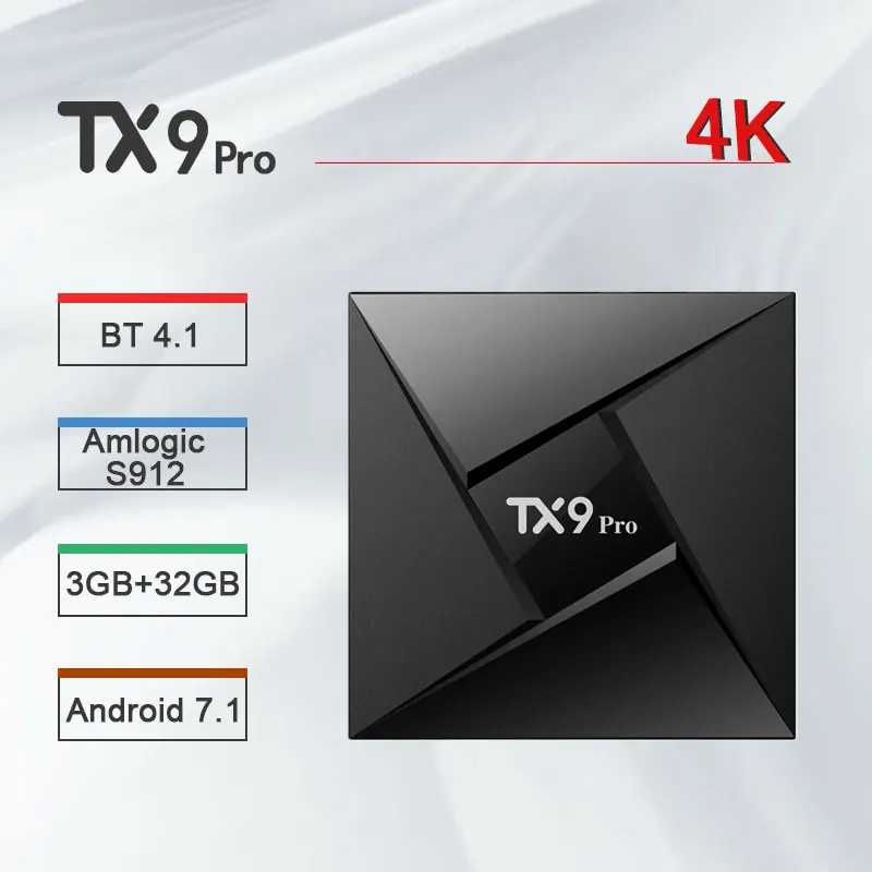

Tanix TX9 Pro TV Box Android 7.1 Set top Box Amlogic S912 3GB RAM 32GB ROM 2.4/5.8GHz WiFi 4K Bluetooth 4.1 PK H96 pro X96 mini