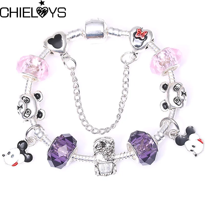 Hot European Style Mickey Minnie Charm Bracelets Women Fashion Purple Glass Charm Fits Pandora Bracelets & Bangles DIY Jewelry
Hot European Style Mickey Minnie Charm Bracelets Women Fashion Purple Glass Charm Fits Pandora Bracelets & Bangles DIY Jewelry
