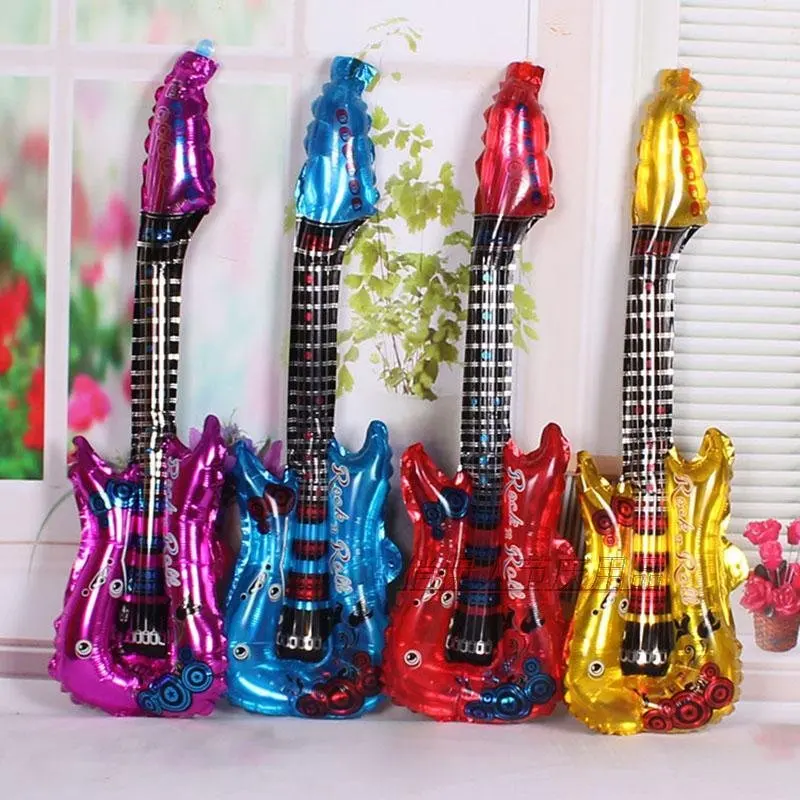 

Free Shipping Popular Music Concert Guitar Cheering Stick, Inflatable toys, 83CMX30CM Party Foil Balloon 100pcs/lot