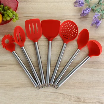 7 pieces set Food Grade Health Silicone Kitchen Utensils Cooking Tool Sets With Stainless Steel Handle
7 pieces set Food Grade Health Silicone Kitchen Utensils Cooking Tool Sets With Stainless Steel Handle