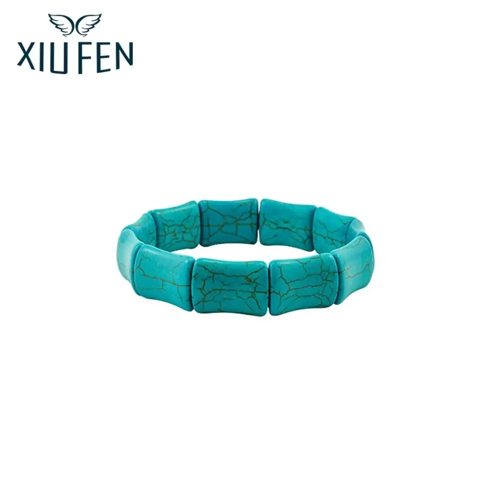 XIUFEN Hot Selling Women Girl's Fashion Jewelry Bohemian Style Suqare Green Stone Beaded Bracelets Hand Chain Gift ZK30 | Украшения и