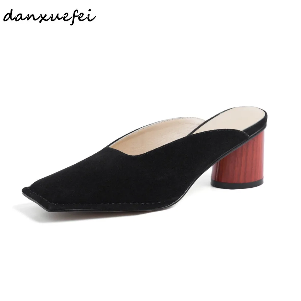 Women's genuine suede leather slip-on high heel sandals square toe elegant ladies summer slides leisure daily shoes slides sale
Women's genuine suede leather slip-on high heel sandals square toe elegant ladies summer slides leisure daily shoes slides sale