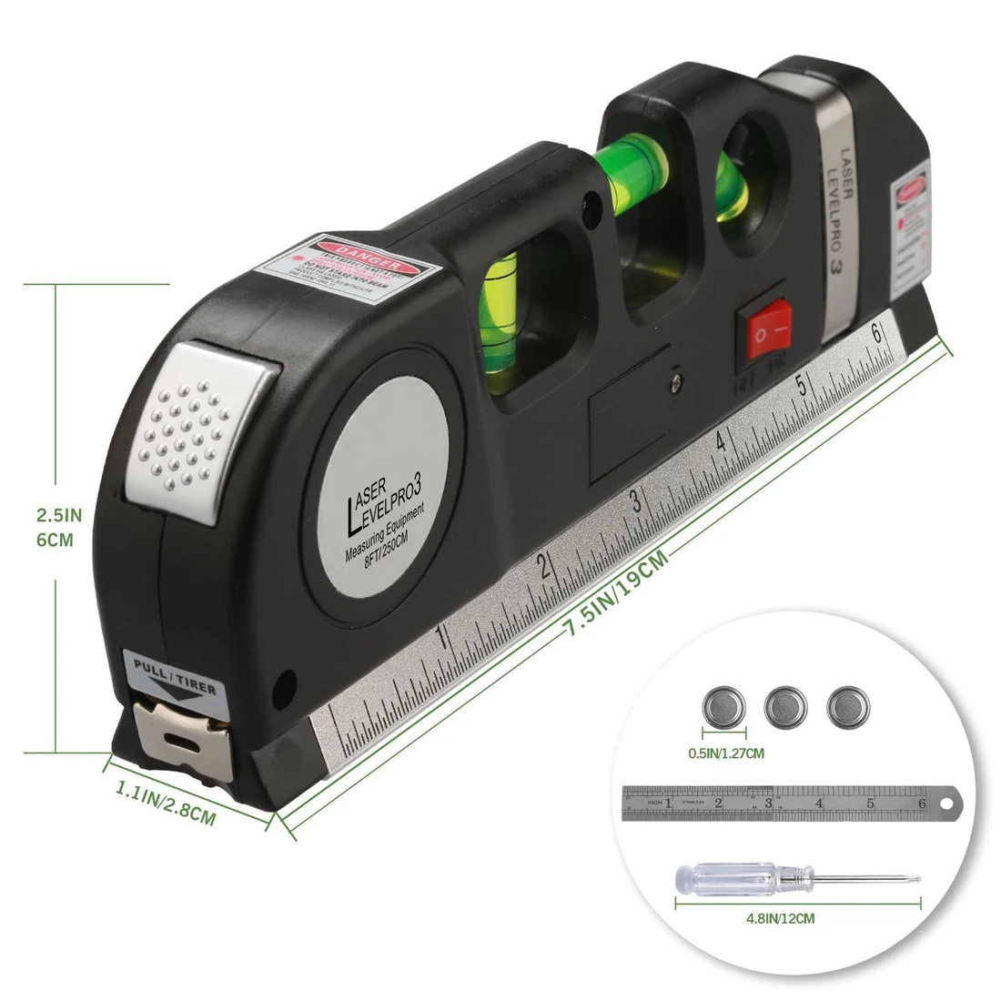 New Multipurpose Level Laser Horizon Vertical Measure Tape 8FT Aligner Bubbles Ruler Tool Multipurpose Measure Level Laser
New Multipurpose Level Laser Horizon Vertical Measure Tape 8FT Aligner Bubbles Ruler Tool Multipurpose Measure Level Laser