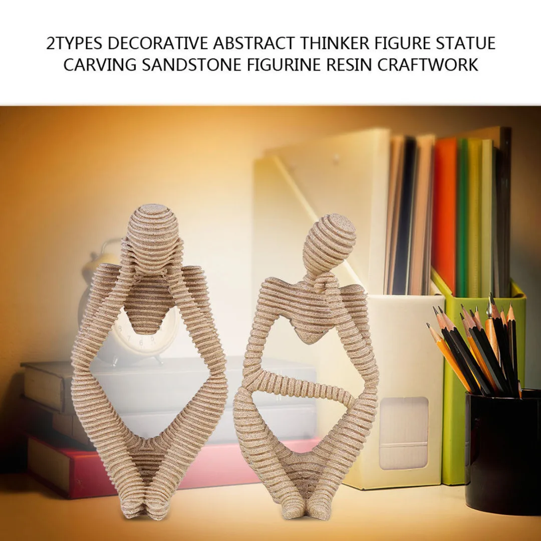 Nature Resin Sandstone Statues Abstract Characters Thinker Figure Hand Carved Figurine Crafts For Home Decor Accessories
