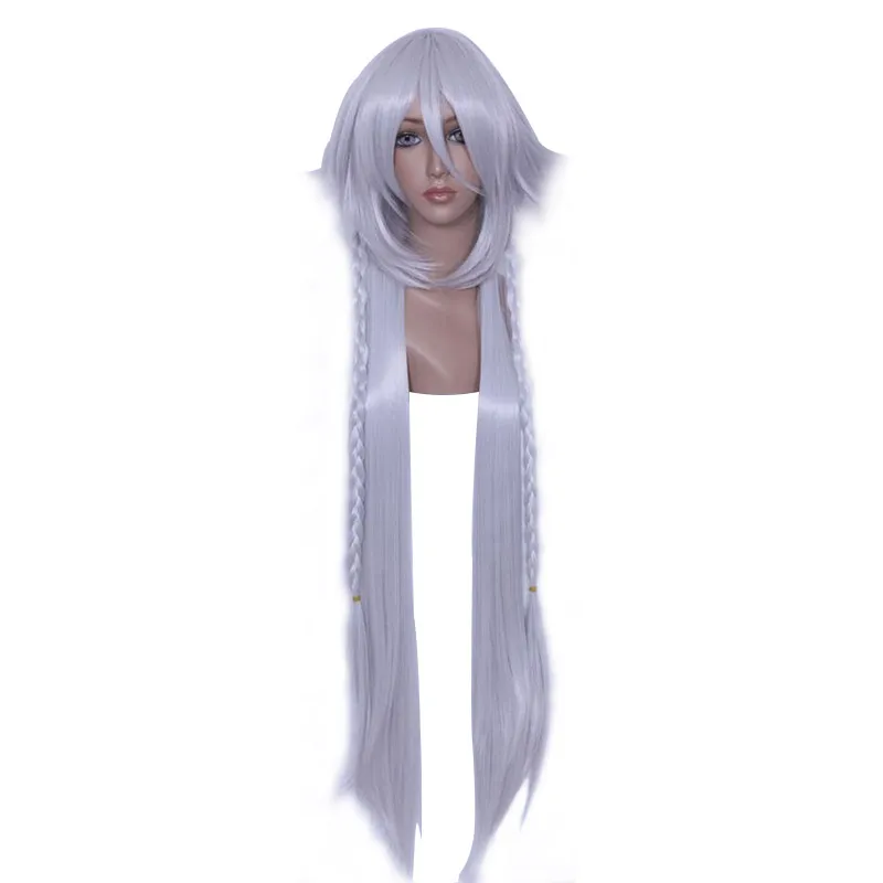 

MCOSER 100cm Long Straight Synthetic Silvery White Color Cosplay Costume Wig 100% High Temperature Fiber WIG-033A