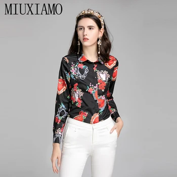 MIUXIMAO High Quality 2019 Spring & Summer Newest Casual Style Turn-down Collar Full Sleeve Heart Print Black Blouse Women
MIUXIMAO High Quality 2019 Spring & Summer Newest Casual Style Turn-down Collar Full Sleeve Heart Print Black Blouse Women