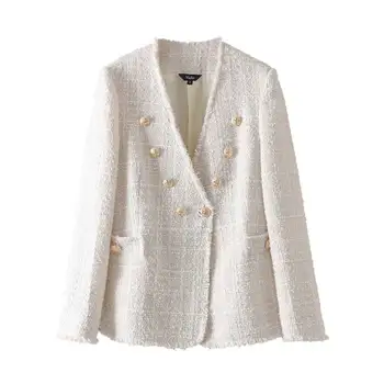Women Elegant Coat Double Breasted V Neck Buttons Jacket Office Wear Female Casual Outwear Top Blusas Womens Jackets and Coats
Women Elegant Coat Double Breasted V Neck Buttons Jacket Office Wear Female Casual Outwear Top Blusas Womens Jackets and Coats