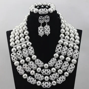 Luxury Silver Grey African Jewelry Set Gray Nigerian Beaded Wedding Bridal Necklace Set Handmade Women Fashion Jewelry Set QW063
Luxury Silver Grey African Jewelry Set Gray Nigerian Beaded Wedding Bridal Necklace Set Handmade Women Fashion Jewelry Set QW063