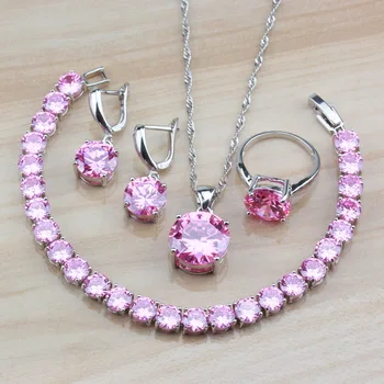 925-Mark Women Wedding Costume Bracelet And Ring Jewelry Sets Pink Cubic Zirconia 3-Piece Sets
925-Mark Women Wedding Costume Bracelet And Ring Jewelry Sets Pink Cubic Zirconia 3-Piece Sets