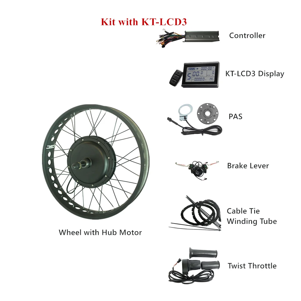 Best Fat E-bike Conversion Kit 48V 500/750/1000/1500W Electric Snow Bicycle Conversion Kit Replacement Parts Fit for 4.0 Fat Tyre 4