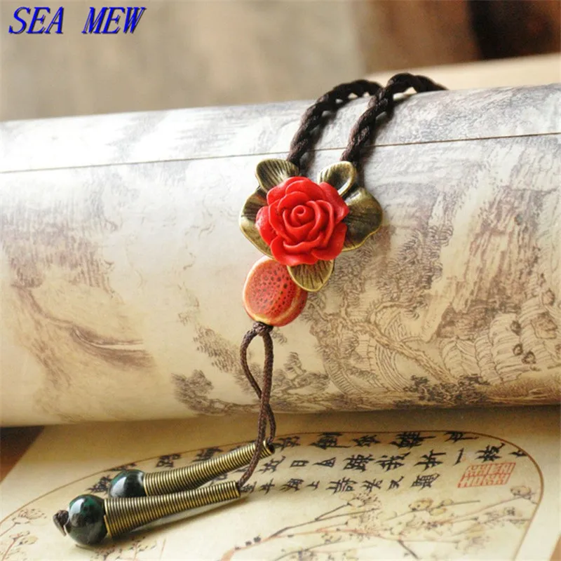SEA MEW Fashion Trendy Style Flowers Alloy Ceramic Pendant Necklace Handmade Rope Sweater Necklace For Women Girl's Gift
SEA MEW Fashion Trendy Style Flowers Alloy Ceramic Pendant Necklace Handmade Rope Sweater Necklace For Women Girl's Gift