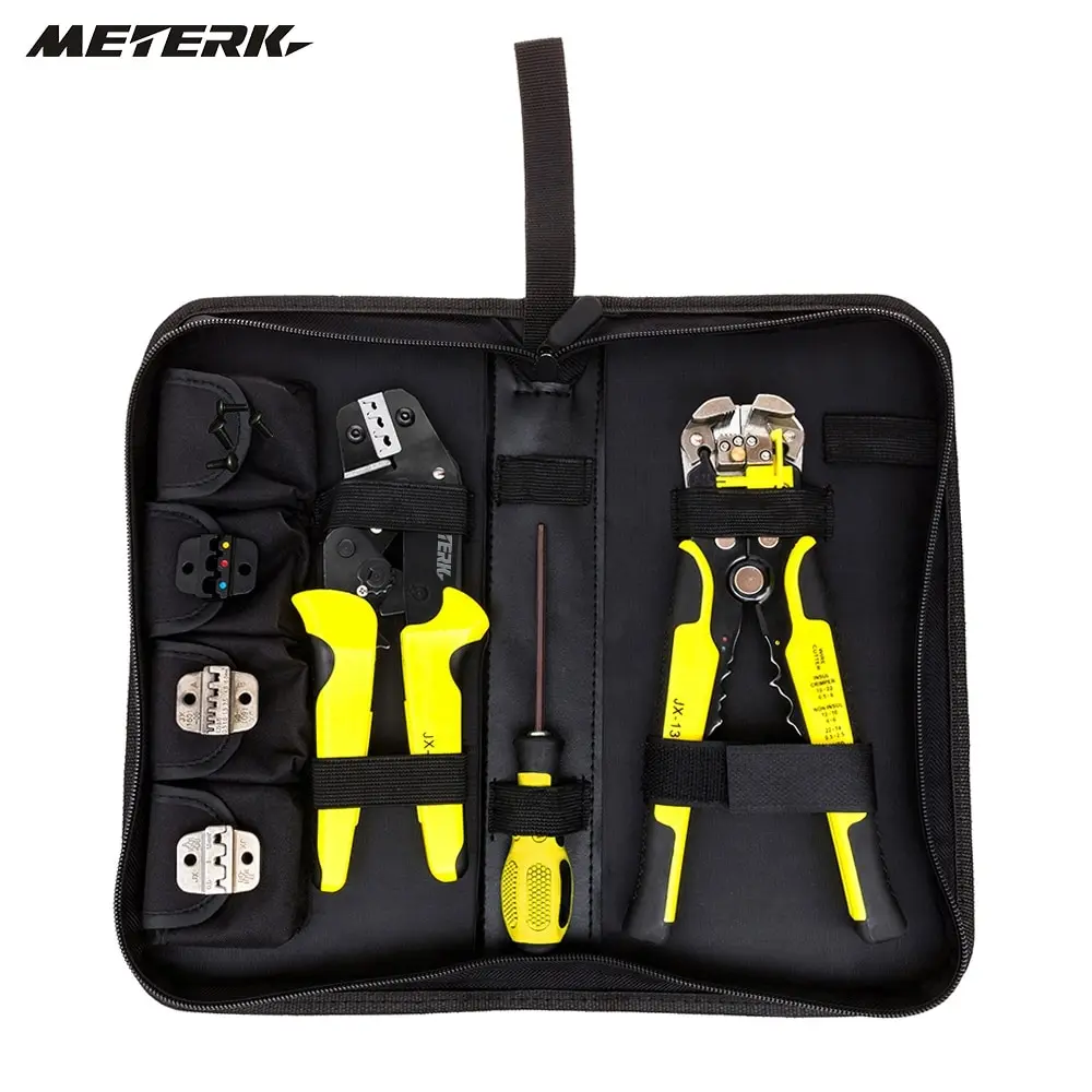 Meterk 4 In 1 multi tool Wire Crimpers Engineering Ratcheting Terminal Crimping tool Pliers Cord End Terminals + Wire Stripper
Meterk 4 In 1 multi tool Wire Crimpers Engineering Ratcheting Terminal Crimping tool Pliers Cord End Terminals + Wire Stripper