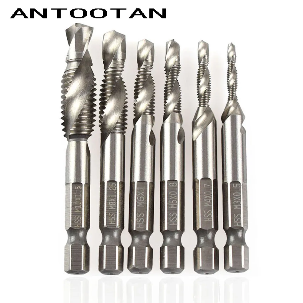 M3 M4 M5 M6 M8 M10 1/4'' Hex HSS High Speed Steel Thread Spiral Screw Metric Composite Tap Drill Bit Tap 6pcs/set power tool
M3 M4 M5 M6 M8 M10 1/4'' Hex HSS High Speed Steel Thread Spiral Screw Metric Composite Tap Drill Bit Tap 6pcs/set power tool