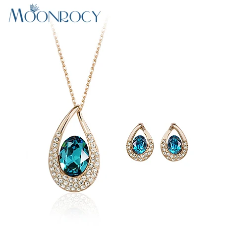 MOONROCY Free Shipping Austrian Crystal Rose Gold Color Waterdrop Necklace Earring Jewelry Set For Women Gift
MOONROCY Free Shipping Austrian Crystal Rose Gold Color Waterdrop Necklace Earring Jewelry Set For Women Gift