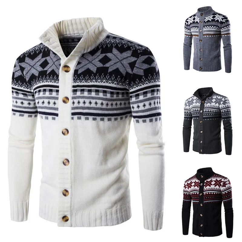 Casual knitted snowflakes cardigan for women6