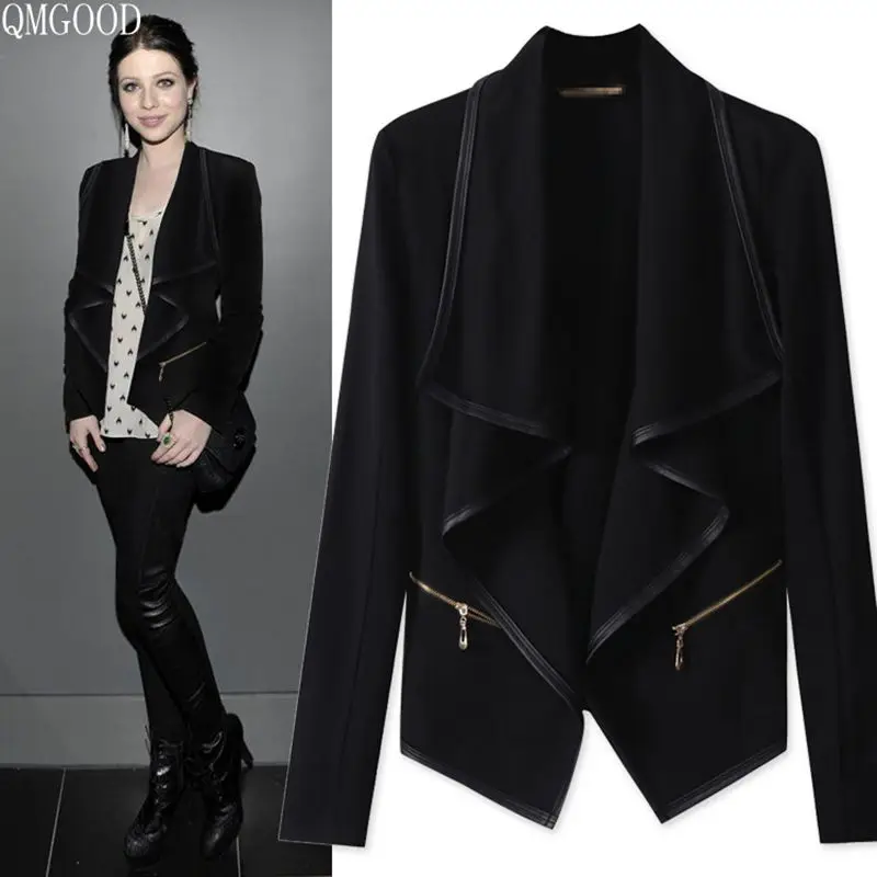 QMGOOD Spring Autumn Black Jacket for Women Irregular Casual Coat Women Solid Patchwork Cardigan Coat Female Bomb Plus Size 5XL
QMGOOD Spring Autumn Black Jacket for Women Irregular Casual Coat Women Solid Patchwork Cardigan Coat Female Bomb Plus Size 5XL