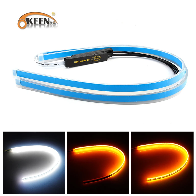 OKEEN 60cm DRL LED Daytime Running Lights 12V Car White Yellow Flexible led Headlight strip With Flowing Turn Signal Lights
OKEEN 60cm DRL LED Daytime Running Lights 12V Car White Yellow Flexible led Headlight strip With Flowing Turn Signal Lights