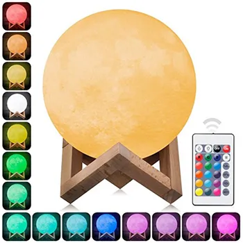 3D Moon Lamp Printed Night Light Remote Control 16 Colors Change Optical Illusion LED Lunar Moonlight Globe Ball with Wood Stand
3D Moon Lamp Printed Night Light Remote Control 16 Colors Change Optical Illusion LED Lunar Moonlight Globe Ball with Wood Stand
