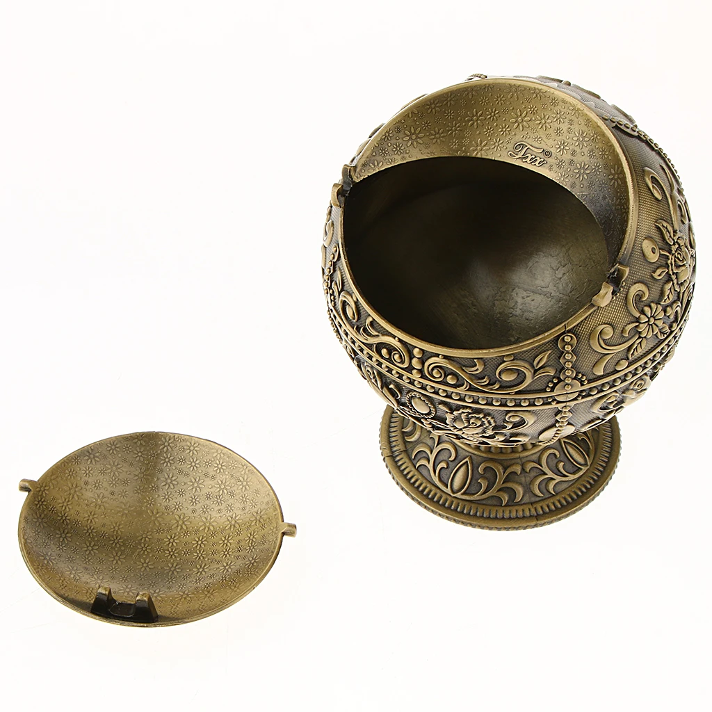MagiDeal Tabletop Smoking Ashtray Jewelry Storage Box Round Ball 3D Beautiful Flower