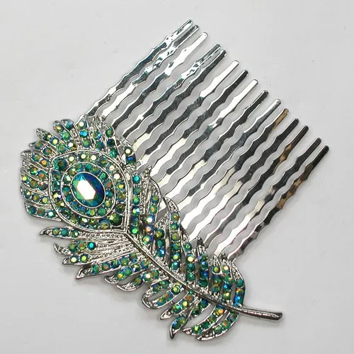 12pcs/lot Green AB Crystal Rhinestone Fashion Peacock Feathers Hair Comb L041 M 
12pcs/lot Green AB Crystal Rhinestone Fashion Peacock Feathers Hair Comb L041 M