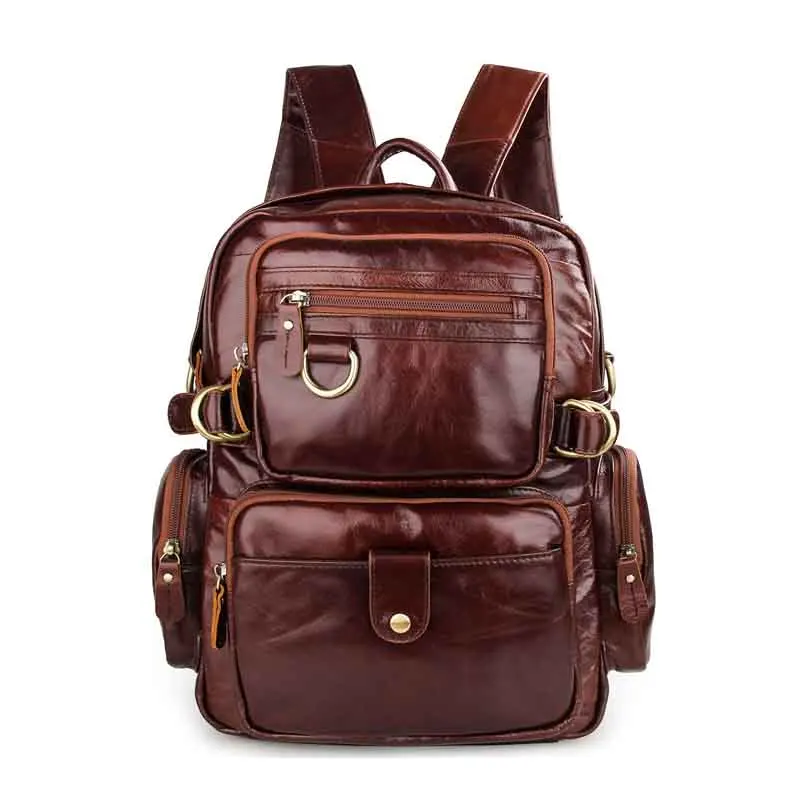 New brown chocolate color leather head layer leather series Korean casual men and women universal retro backpack
New brown chocolate color leather head layer leather series Korean casual men and women universal retro backpack