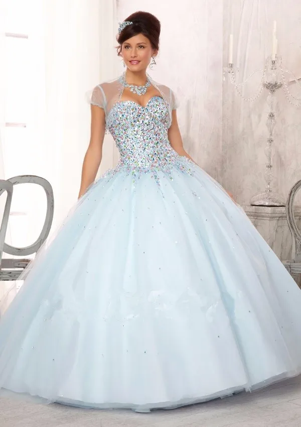2016 Latest Design A-Line Ball Gown Quinceanera Dresses With Jacket Dress 15 Years Sweetheart Beaded Bodice
2016 Latest Design A-Line Ball Gown Quinceanera Dresses With Jacket Dress 15 Years Sweetheart Beaded Bodice