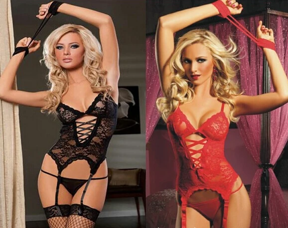 Sexy Lingerie Women Red Black Lace Dress+ G string+ Handcuff+ Garter Belt+Stockings QA019-5
Sexy Lingerie Women Red Black Lace Dress+ G string+ Handcuff+ Garter Belt+Stockings QA019-5