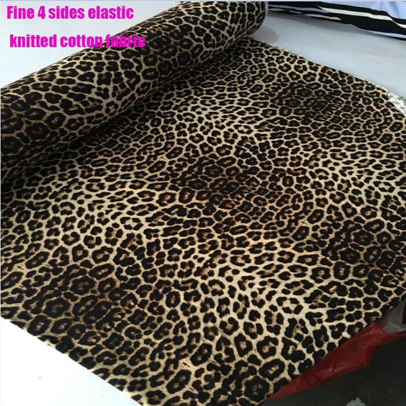 Fine Sexy Leopard Fabric 4 Side Stretch Milk Silk Cotton/Spandex knitted Fabric DIY Sewing Women T-Shirt Pants Leopard Fabric
Fine Sexy Leopard Fabric 4 Side Stretch Milk Silk Cotton/Spandex knitted Fabric DIY Sewing Women T-Shirt Pants Leopard Fabric