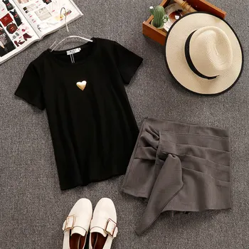 Top and Shorts Sets for Women 2019 New Summer Solid Black Short Sleeve T-shirts + Irregular Wide Leg Shorts Students Suits
Top and Shorts Sets for Women 2019 New Summer Solid Black Short Sleeve T-shirts + Irregular Wide Leg Shorts Students Suits