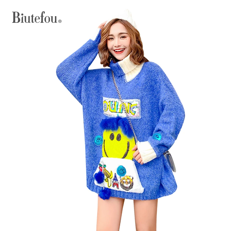 2020 Autumn and Winter Cartoon Sequin Patch Designs Pullovers Women Turtleneck Sweaters
2020 Autumn and Winter Cartoon Sequin Patch Designs Pullovers Women Turtleneck Sweaters