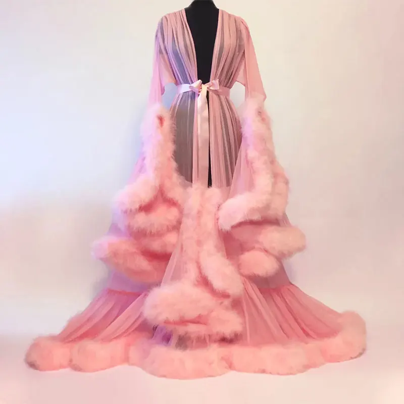 long feather robe