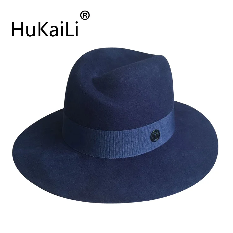 New wool's hat abnormity double black metal logo wide-brim hats pure color female hat
New wool's hat abnormity double black metal logo wide-brim hats pure color female hat