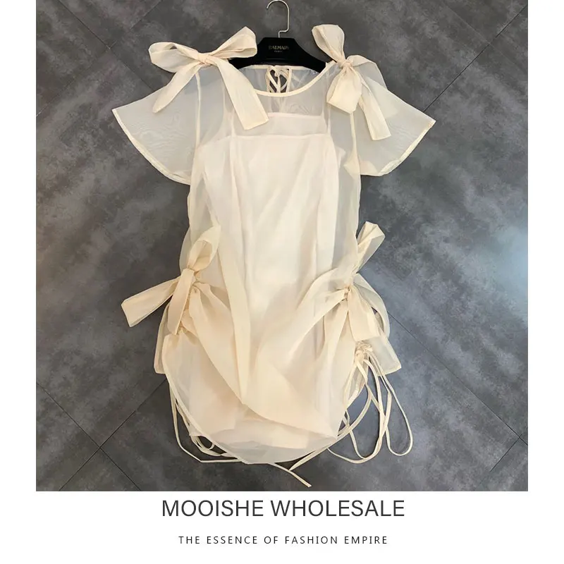 2019 Summer New Round Neck Short-sleeved Solid Bow Drawstring Small Woman Dress
2019 Summer New Round Neck Short-sleeved Solid Bow Drawstring Small Woman Dress