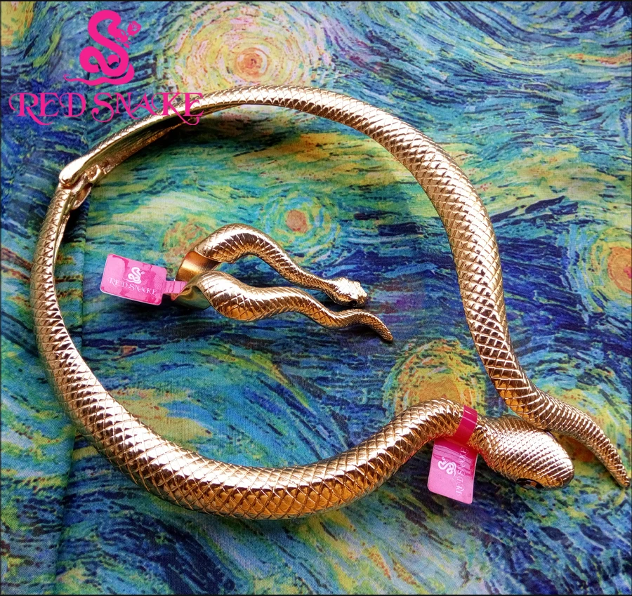 RED SNAKE High Quality Charming Amazing Gold-color Python Halloween Snake Necklace Torques
RED SNAKE High Quality Charming Amazing Gold-color Python Halloween Snake Necklace Torques