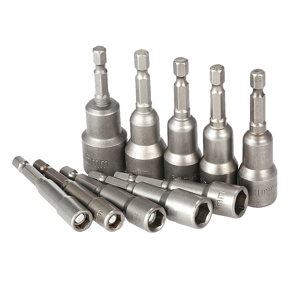 10pcs 65mm Nut Driver Drill Bits Set metric socket wrench 1/4" Hex Shank 6-15mm Pneumatic Strong Power Magnetic power tools
10pcs 65mm Nut Driver Drill Bits Set metric socket wrench 1/4" Hex Shank 6-15mm Pneumatic Strong Power Magnetic power tools