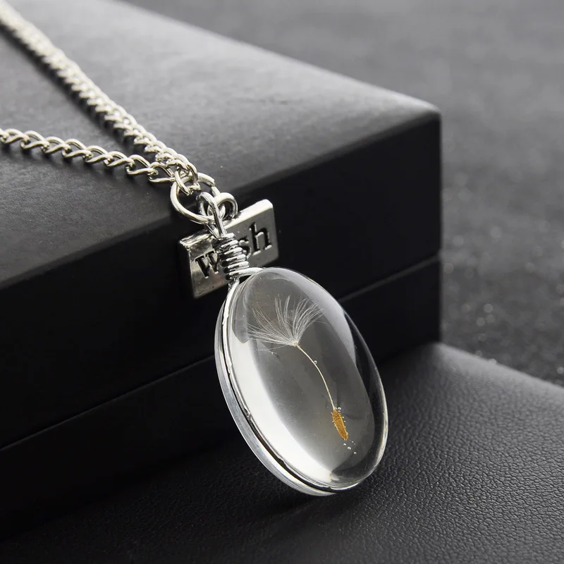Фото Женское ожерелье с подвеской в виде семени одуванчика Минималистичная цепочка