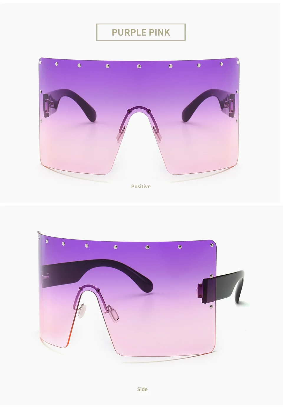 2019 Nya Oversize Damsolglasögon Kantlösa Blå Gul Gradient Solglasögon Sommar Mode Märke Designer Nyanser_voghion.com
