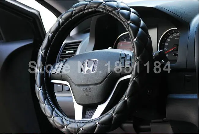 Hot sales Diamond Genuine Leather Grip Auto Steering Wheel Covers Car Interior Decoration 15 inch 38CM - Black 
Hot sales Diamond Genuine Leather Grip Auto Steering Wheel Covers Car Interior Decoration 15 inch 38CM - Black