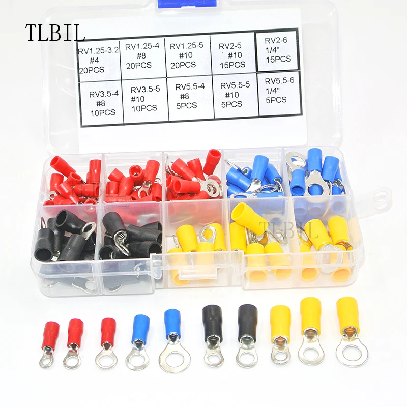125Pcs Ring Terminal Copper Crimp Pre-Insulated terminals Ring Wire Connector End Kit Set
125Pcs Ring Terminal Copper Crimp Pre-Insulated terminals Ring Wire Connector End Kit Set