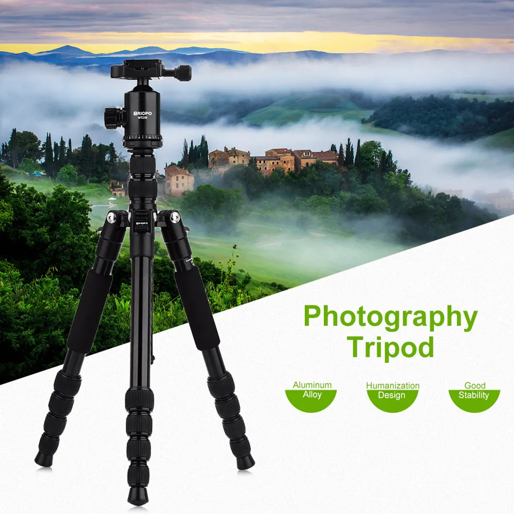 TRIOPO MT258 Tripod 58.6 inch / 63 inch Aluminum Alloy Camera Video Tripod Monopod with Quick Release Plate
